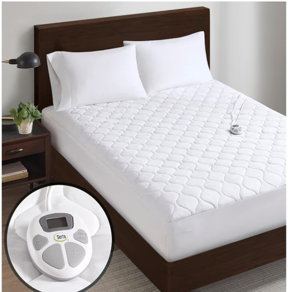 Serta Other - Heated White Quilted Mattress Pad with Controller New